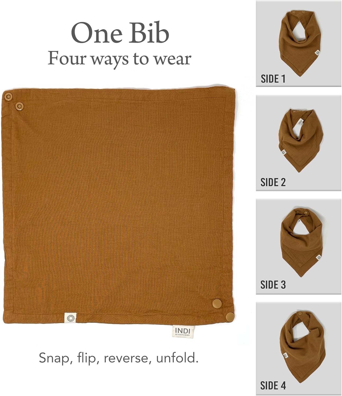 Kishu Baby Indi Organic Baby Bandana Bibs – Fairtrade 4-Way Reversible Drool Bibs for Boys & Girls – Unisex (Set of 5)