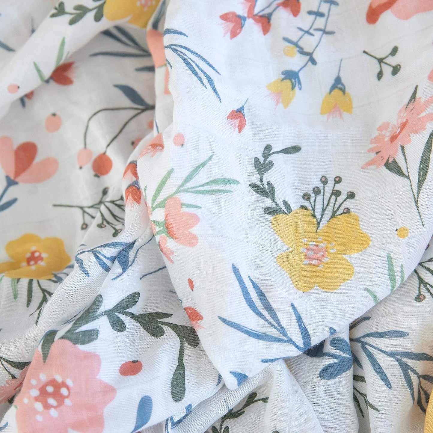 GRACED SOFT LUXURIES Premium Muslin Baby Swaddle Blankets 2 Pack | Large 47 x 47 inch | 100% Cotton Muslin Newborn Infant Swaddle Receiving Blanket Wrap (Floral Burst | Diamond Dot)