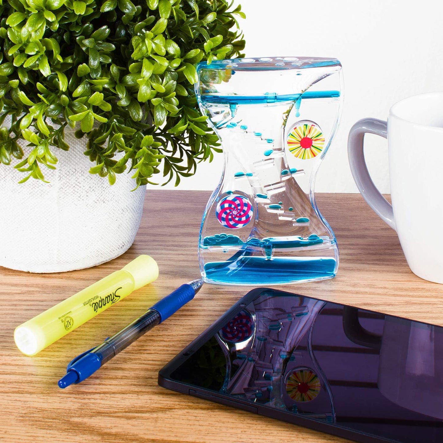 Super Z Outlet Colorful Liquid Motion Bubbler Desk Sensory Toy Timer Floating Zig Zag Rotating Circles for Play, Fidgeting, Captivating Distraction(Sports)