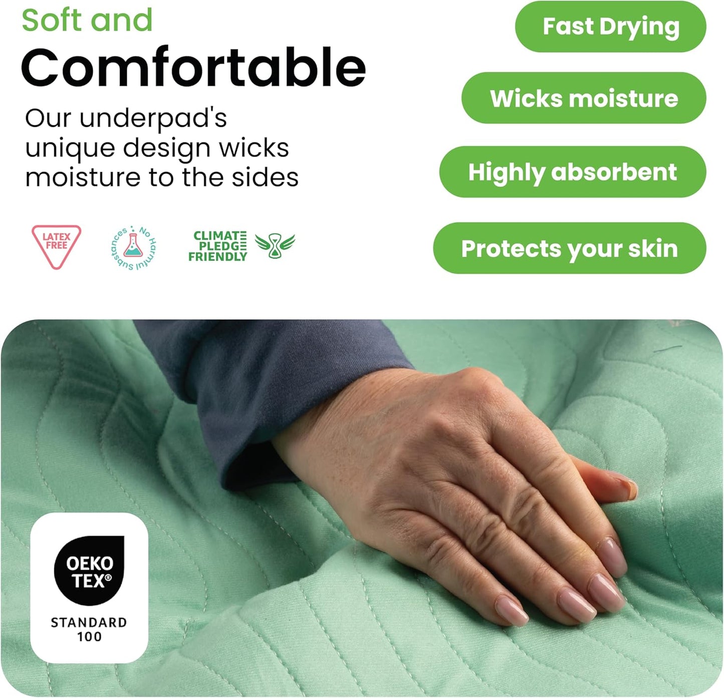 IMPROVIA® Washable Underpads, 34" x 52" (Pack of 4) - Heavy Absorbency Reusable Incontinence Pads for Kids, Adults, Elderly, and Pets - Waterproof Protective Pad for Bed, Couch, Sofa, Furniture, Floor