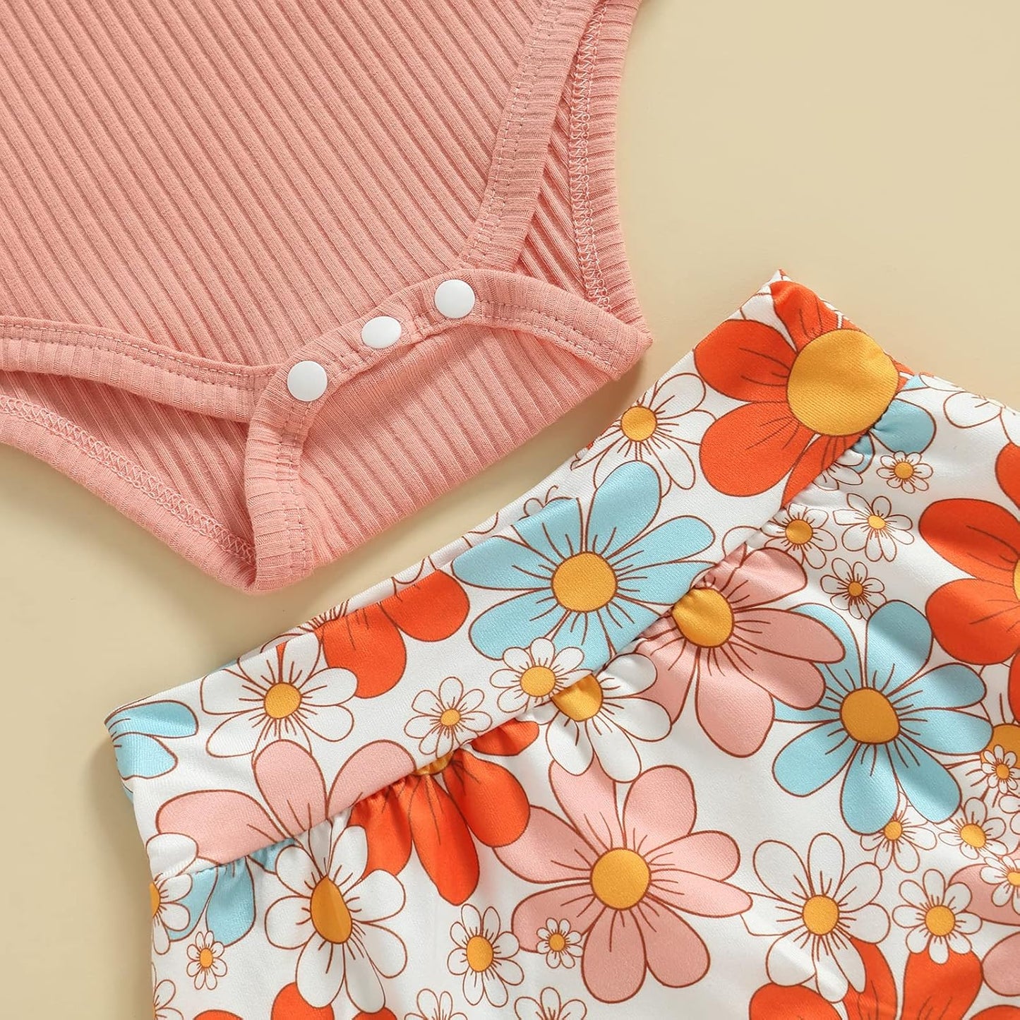 fhutpw Baby Girl Clothes Summer Cute Outfits 3 6 12 18 Months Spaghetti Strap Romper & Floarl Shorts Sets