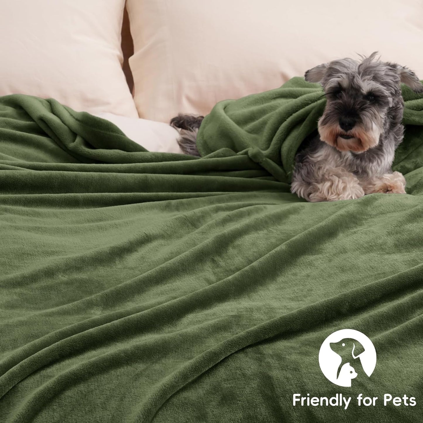 PHF Ultra Soft Fleece Blanket King Size, No Shed No Pilling Luxury Plush Cozy 300GSM Lightweight Blanket for Bed, Couch, Chair, Sofa Suitable for All Season, 108" x 90", Olive Green