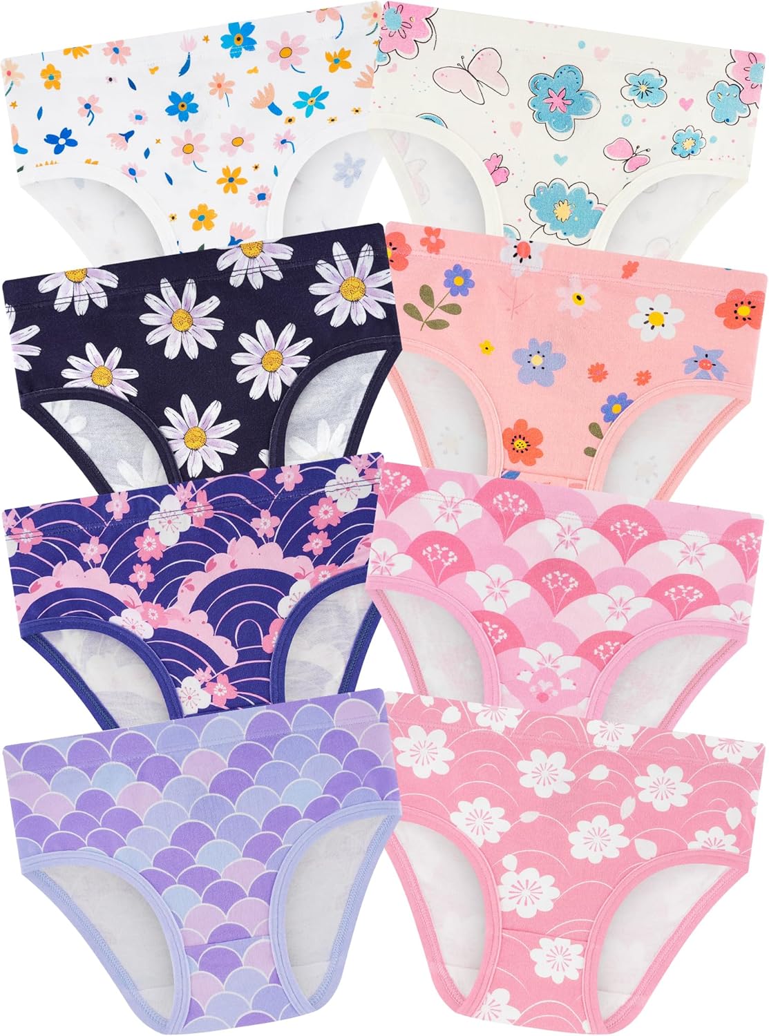 Girls' Underwear,Soft Cotton Tagless Panties for Toddlers' & Little Kids' Comfort,Breathable Briefs,8-Pack