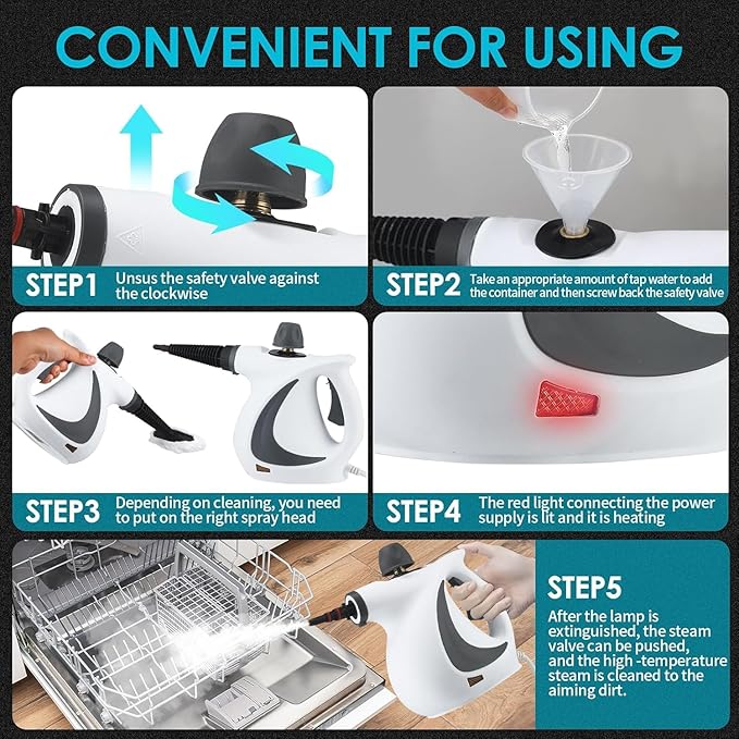 Laytic Steammaster Pro, Laytic Handheld Steam Cleaner, 10 In 1 Handheld Pressure Multi Purpose Cleaner Home Use (Gray)