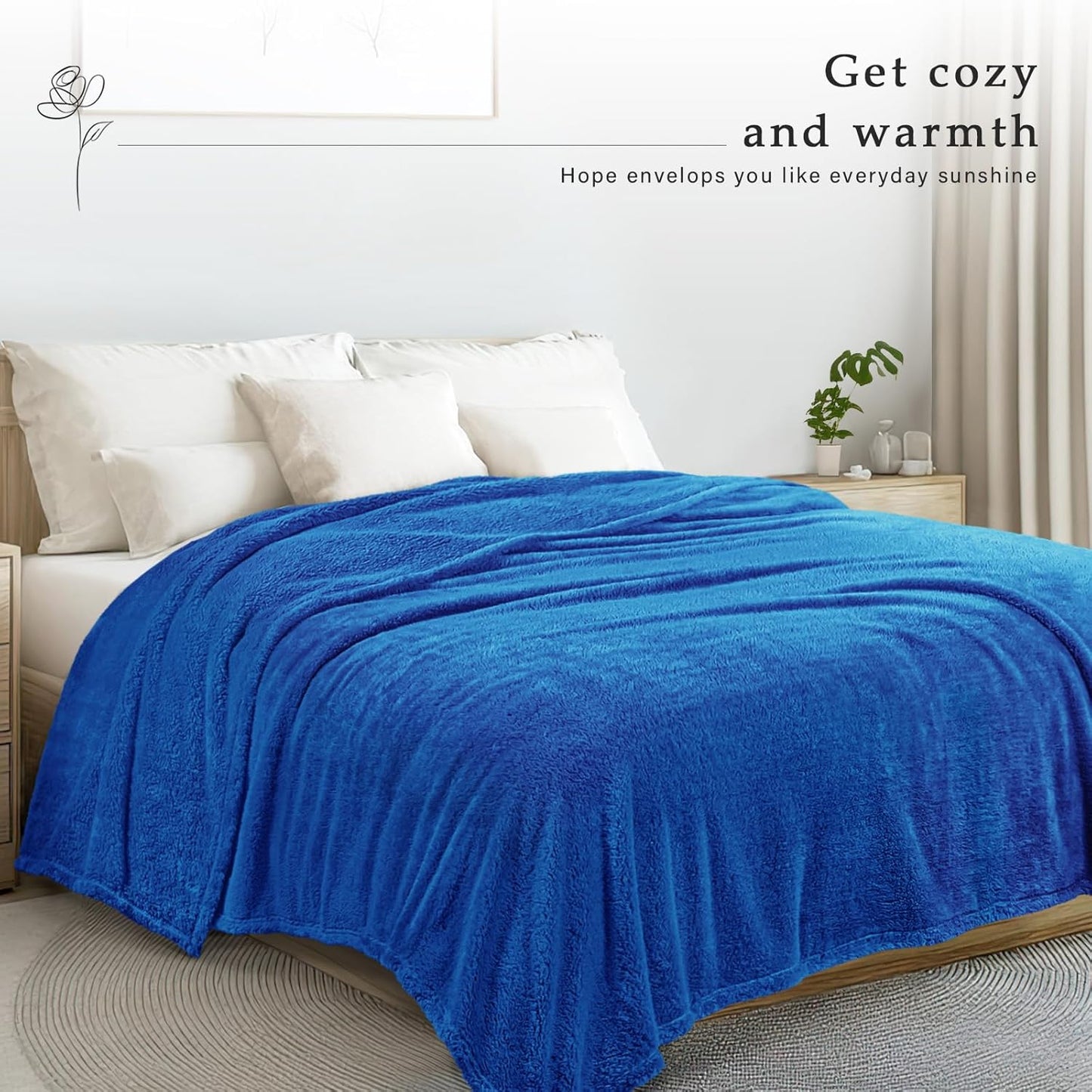 Exclusivo Mezcla Twin Size Flannel Fleece Blanket, Super Soft Velvet Plush Bed Blanket, Fuzzy Cozy and Warm for All Seasons, 60x80 Inches, Cobalt Blue