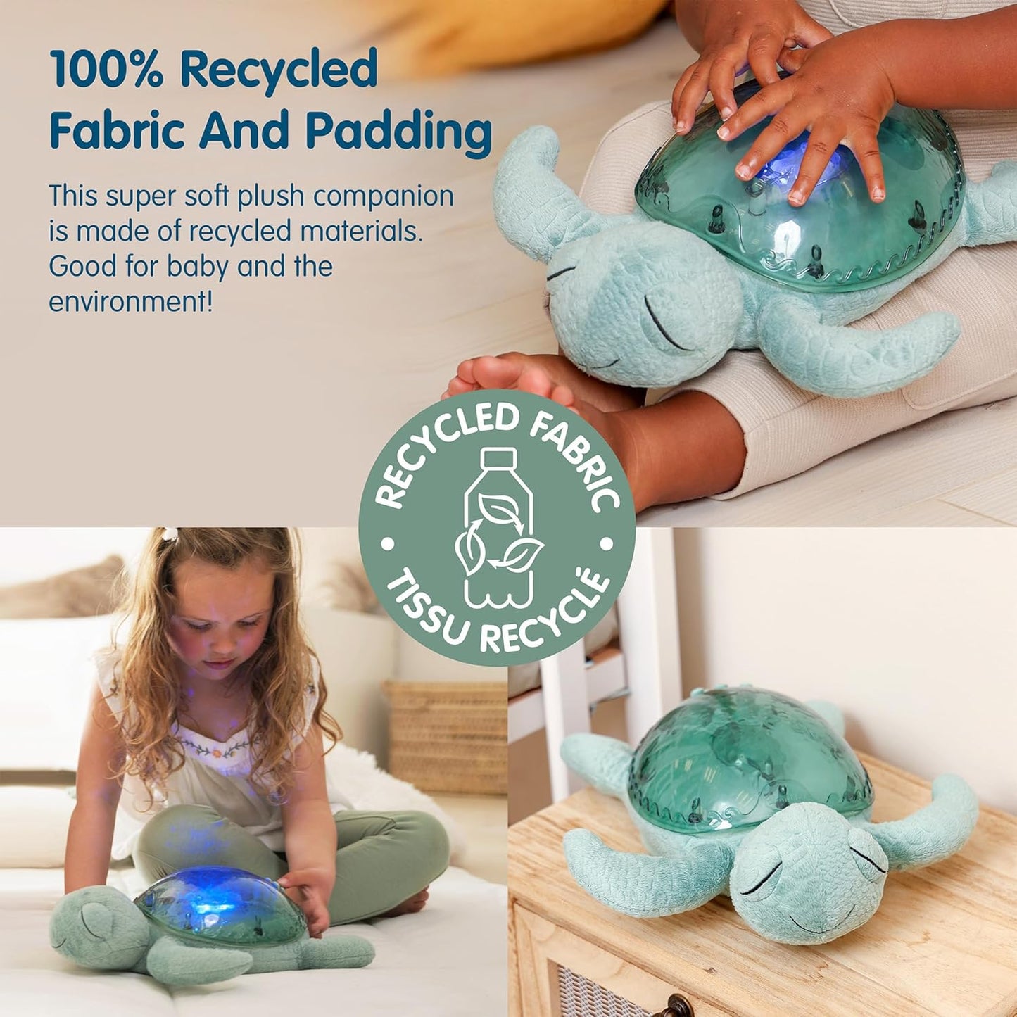 Cloud b Ocean Projector Nightlight with 2 White Noises & 2 Soothing Sounds | Adjustable Settings | Cry Sensor | Tranquil Turtle - Green (Rechargeable)