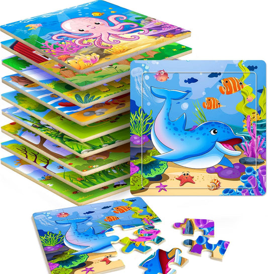 Puzzles for Kids Ages 4-6, 10 Pack of 20 Piece Wooden Jigsaw Puzzles for Toddlers Ages 3-5 Jigsaw Puzzle for Toddler Children Learning Educational Puzzles Toys for Boys and Girls.