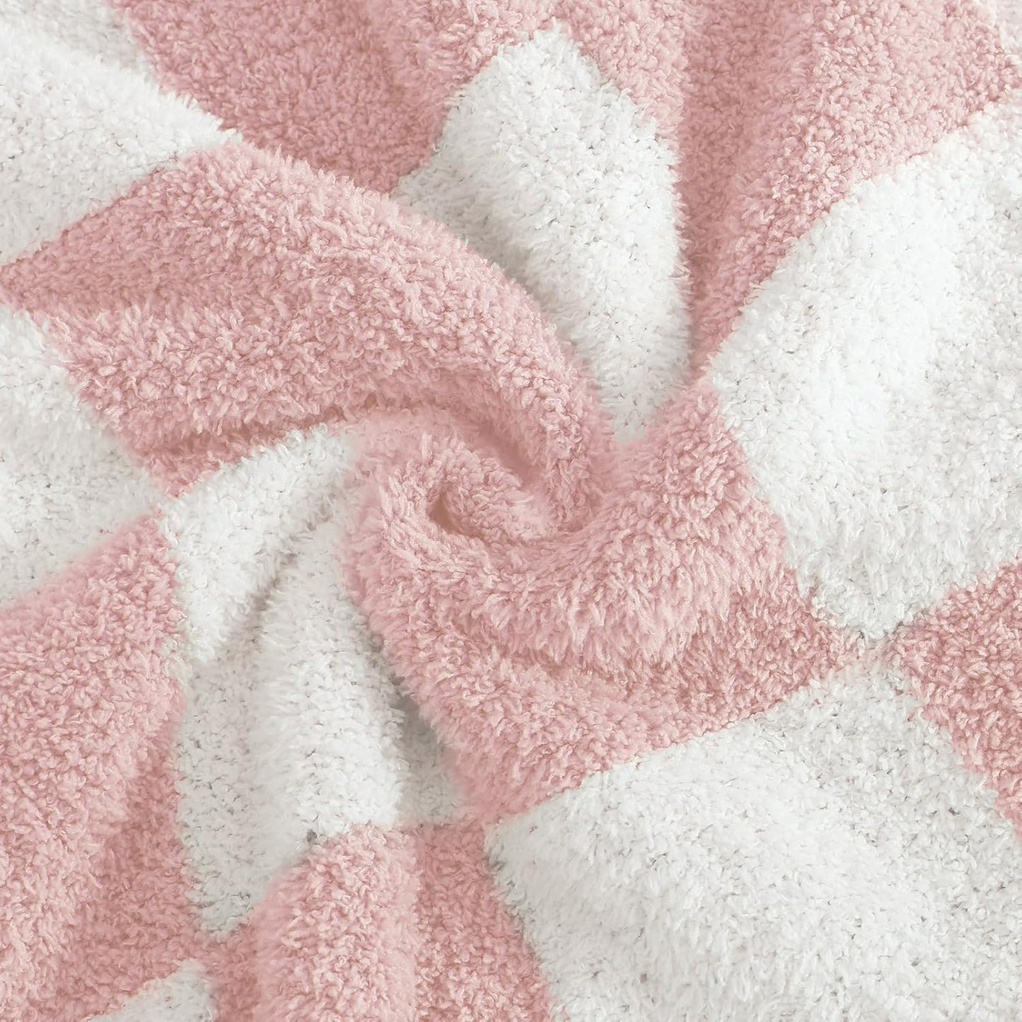 WRENSONGE Checkered Throw Blanket, Pink Microfiber Soft Cozy Fluffy Warm Hand Made Throw Blankets for Couch, Sofa, Chair, Bed, Camping, Picnic, Travel Lightweight Bed Blanket - 30"*40"