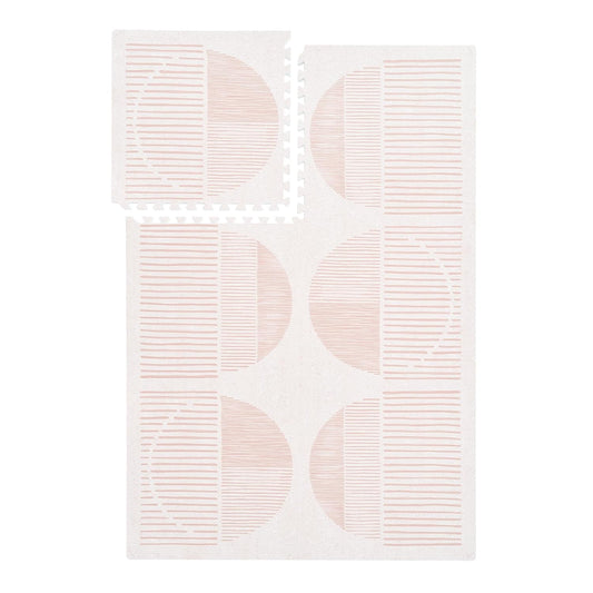 Premium Exercise & Baby Foam Play Mats - Stylish & Large Non-Toxic Odorless Floor Mat - 6 Tiles - Spacious 6ft x 4ft - Peel-Resistant Reinforced - Soft Thick, Waterproof - Cream Pink