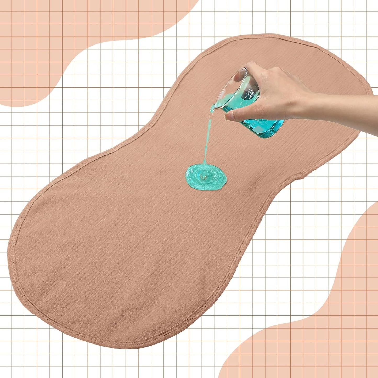 3 Pcs Changing Pad Liners Fits in Peanut Shape Changing Pad Waterproof Diaper Mats Organic Cotton Peanut Mats are Warm on a Baby's Back, Washable Reusable(Checker Style,Brown)