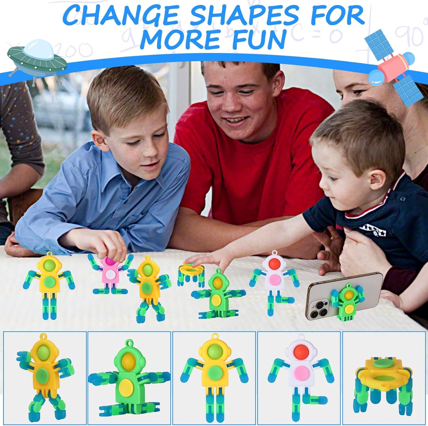 Astronaut Pop Transformable Fidget Spinner - Adult Fidget Spinner Keychain deformable Robot Fidget Spinner Bulk Party Favors for Kids Sensory Fidget Toys for Children's Day Classroom Prizes