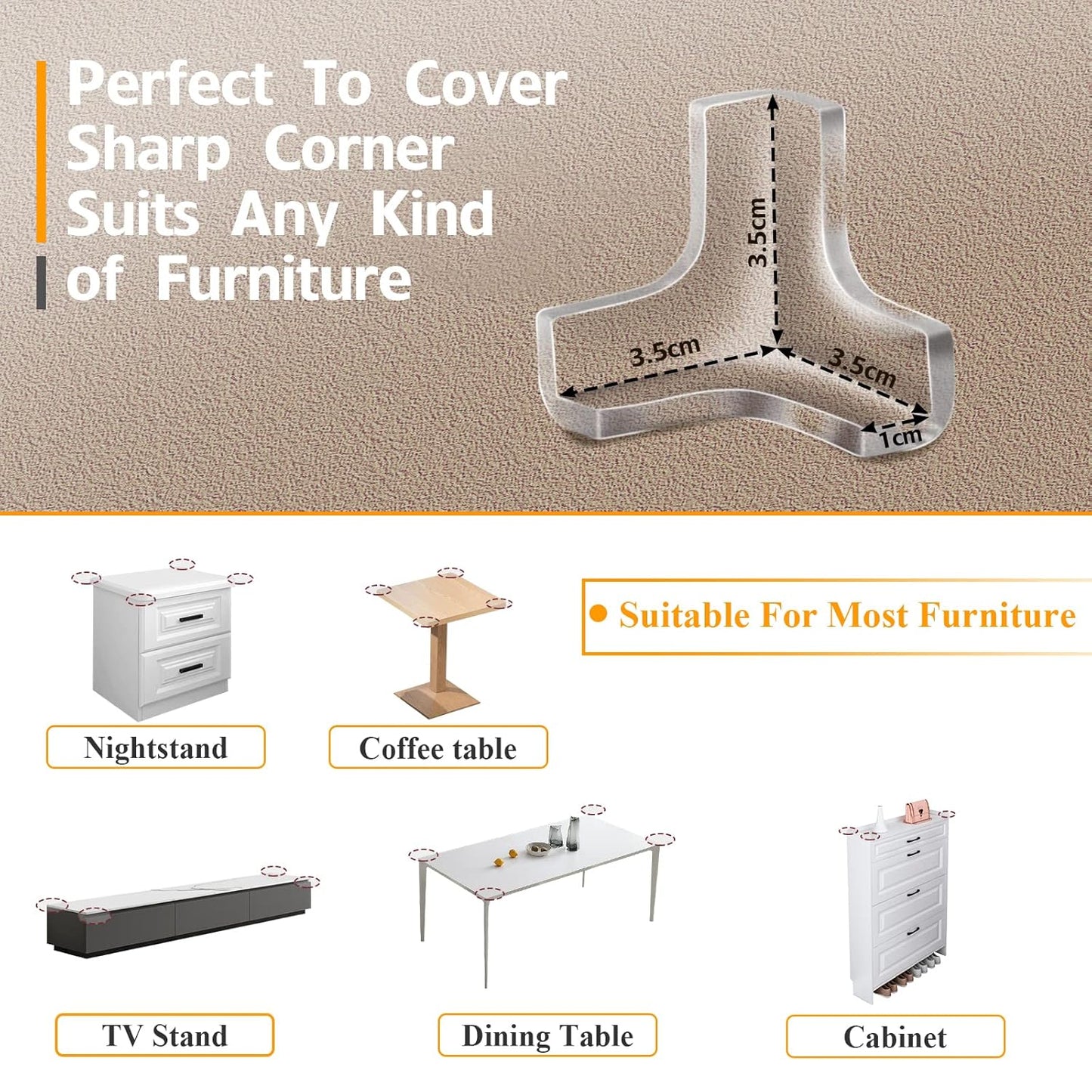 14 Pack Clear Corner Protectors, T-Shaped Table Edge Guards, Baby Safety Bumpers, Furniture & Sharp Corner Proofing Covers