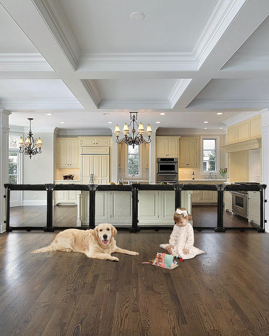 Extra Wide Baby Gate Playpen with Heat-Resistant Mesh,6 Panel Foldable Baby Fence,Indoor/Outdoor Safety Barrier,Dog Playpen & Fireplace Gate