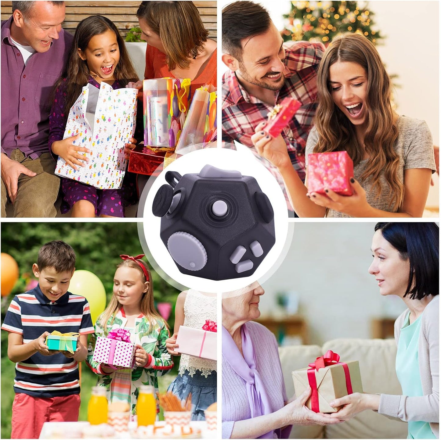 Mini Fidget Toys,12 Sided Cube Toys Relief Stress,Anxiety, Depression,Autism for Kids Adults Improve Focus and Kill Time (Black)