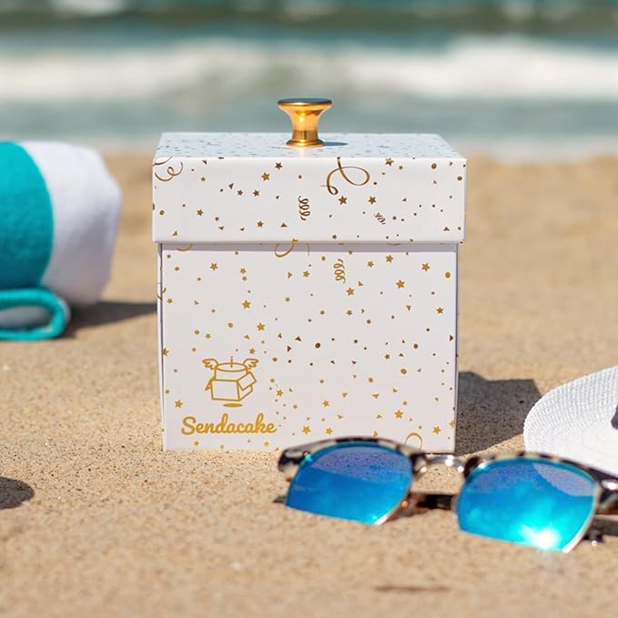 Send A Cake Celebration Explosion Box, with Flying Butterflies, Flower Shower & 3" Chocolate Chip Mini Bundt Cake – Ready to Gift Unique Birthday Gift for Women, Men, Adults, Kids