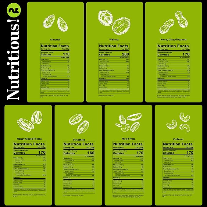 NUT CRAVINGS Gourmet Collection - Christmas Treats Nuts Gift Basket with Happy Holiday Ribbon (7 Assortments) Food Arrangement, Healthy Snack Care Package, Food Assortments