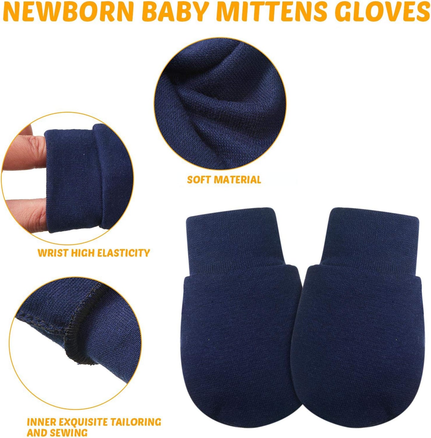 Geyoga 6 Pairs Newborn Baby Mittens No Scratch Gloves Infant Toddler Anti Scratch Essentials Unisex for 3-9 Months Girls Boys