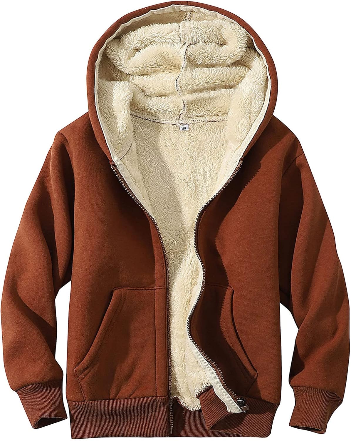 Gihuo Unisex Boy's Girls Winter Warm Sherpa Lined Zip Up Sweatshirt Fleece Jacket Kid's Hoodie Outerwear