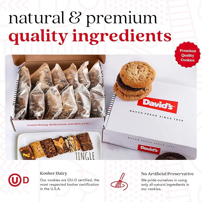 DAVID'S COOKIES Assorted Cookies & Brownies in Carton Box | Enjoy Our Homemade, Delicious, Great for Sharing Freshly-Baked Food Cookie & Brownie Snacks - Ideal Gift For All Occasion - 2 Pack