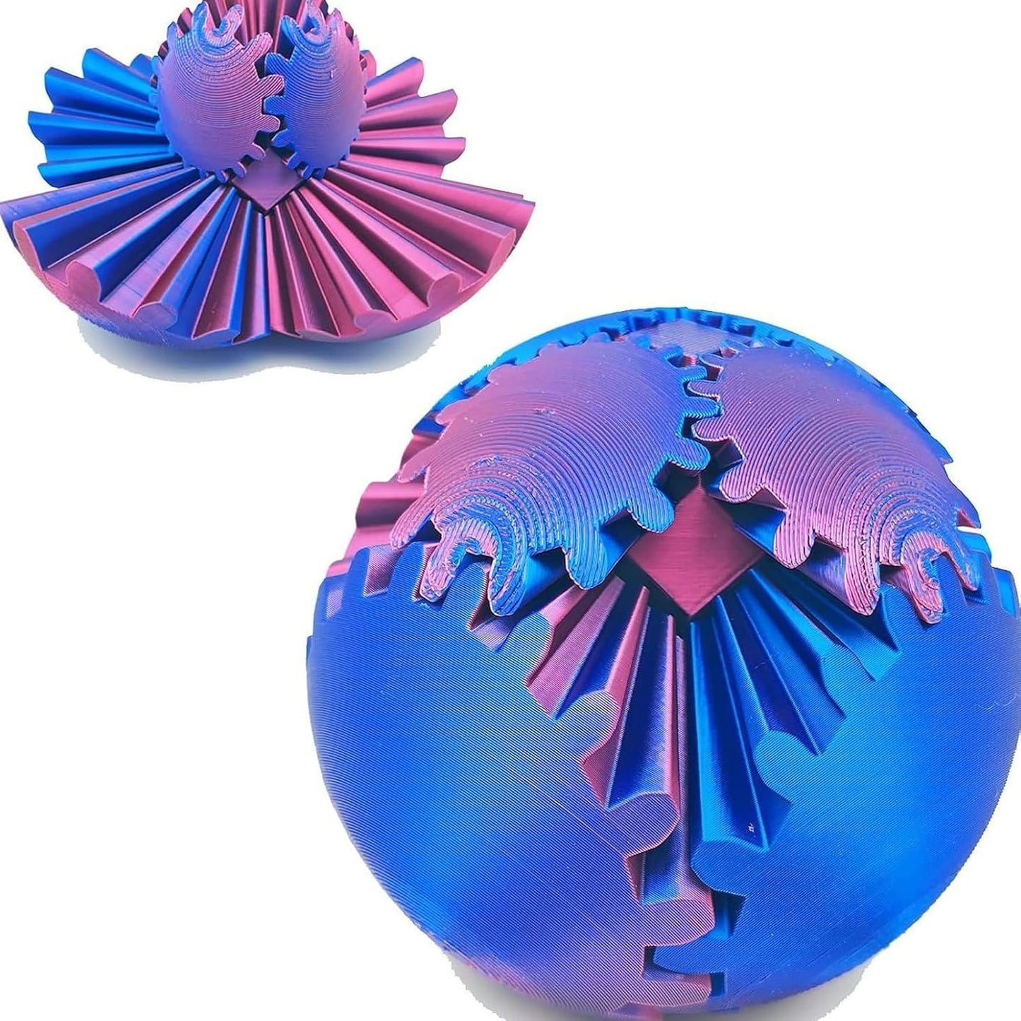2pcs Gear Ball, 3D Printed Gear Ball Spin Ball or Cube Fidget Toy, Gear Sphere Desk Toy, Gear Fidget Ball for Stress and Anxiety Relaxing Student Gifts for Kids