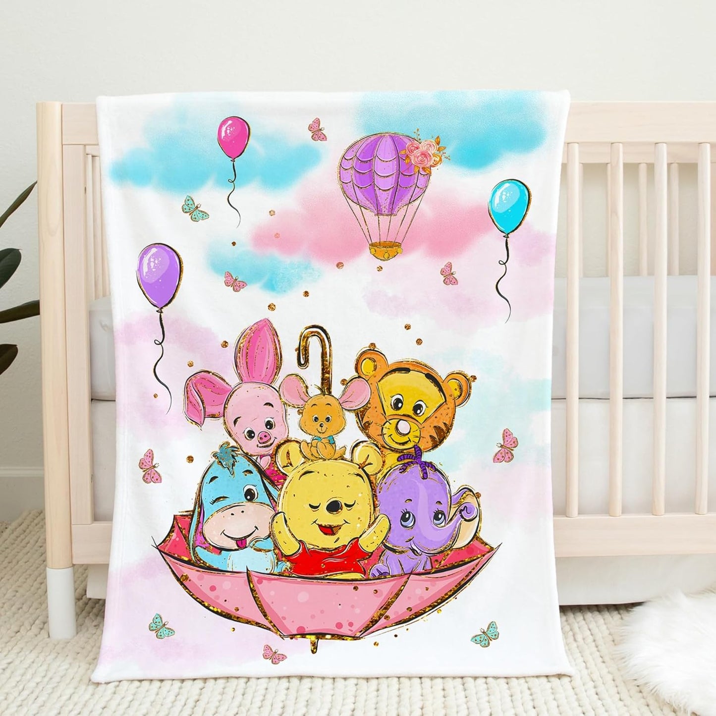 UNIQUE Pink Winnie Ultra Soft Fleece Baby Blanket 30x40in, Cute Winnie Baby Blanket, Girl