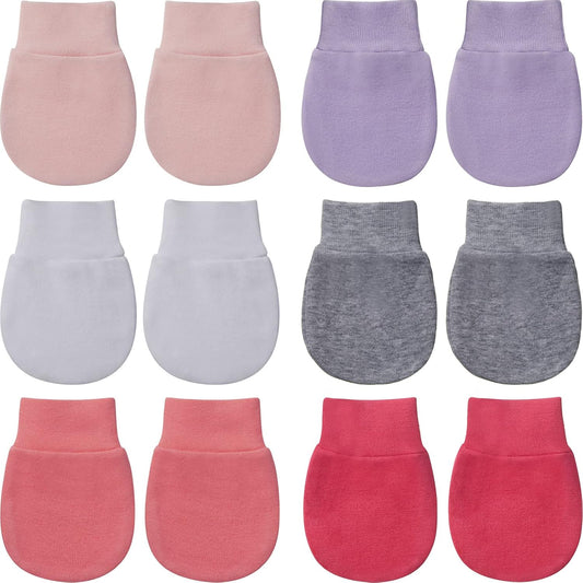 Geyoga 6 Pairs Newborn Baby Mittens No Scratch Gloves Infant Toddler Anti Scratch Essentials Unisex for 3-9 Months Girls Boys