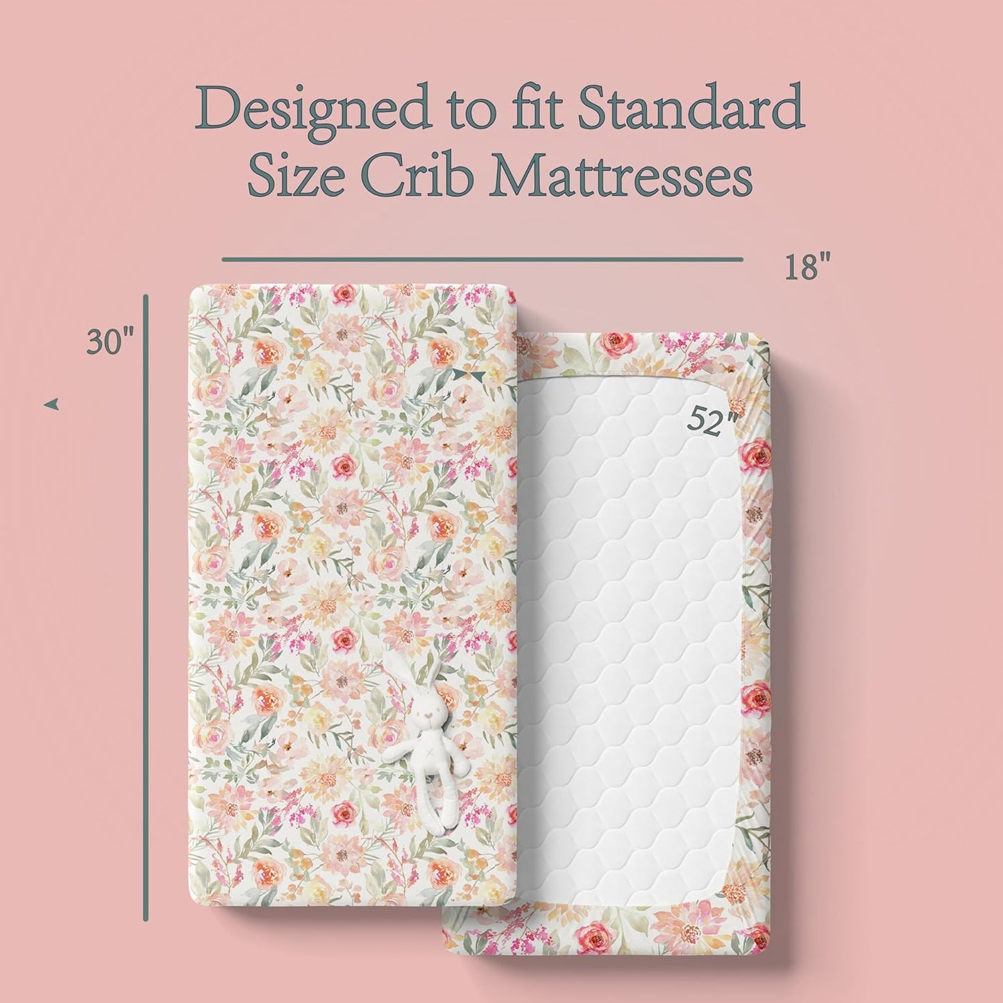 Baby Girls Crib Sheets | Floral Ultra-Soft Bedding for Crib Mattress and Toddler Beds - Blended Cotton Fitted Crib Sheet for Baby Girls Comfort and Elegance by Max&So