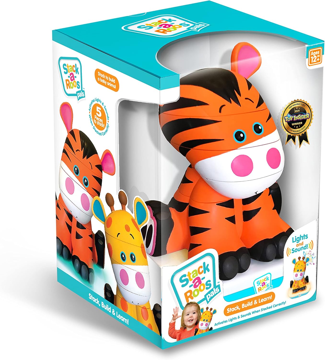 Stack-a-Roos Baby Tiger by Salus Brands - Animal Stacking Toy, Educational Early Learning Toy for Infants Babies Toddlers, Age 12+ Months - Great Baby Gifts, STEM