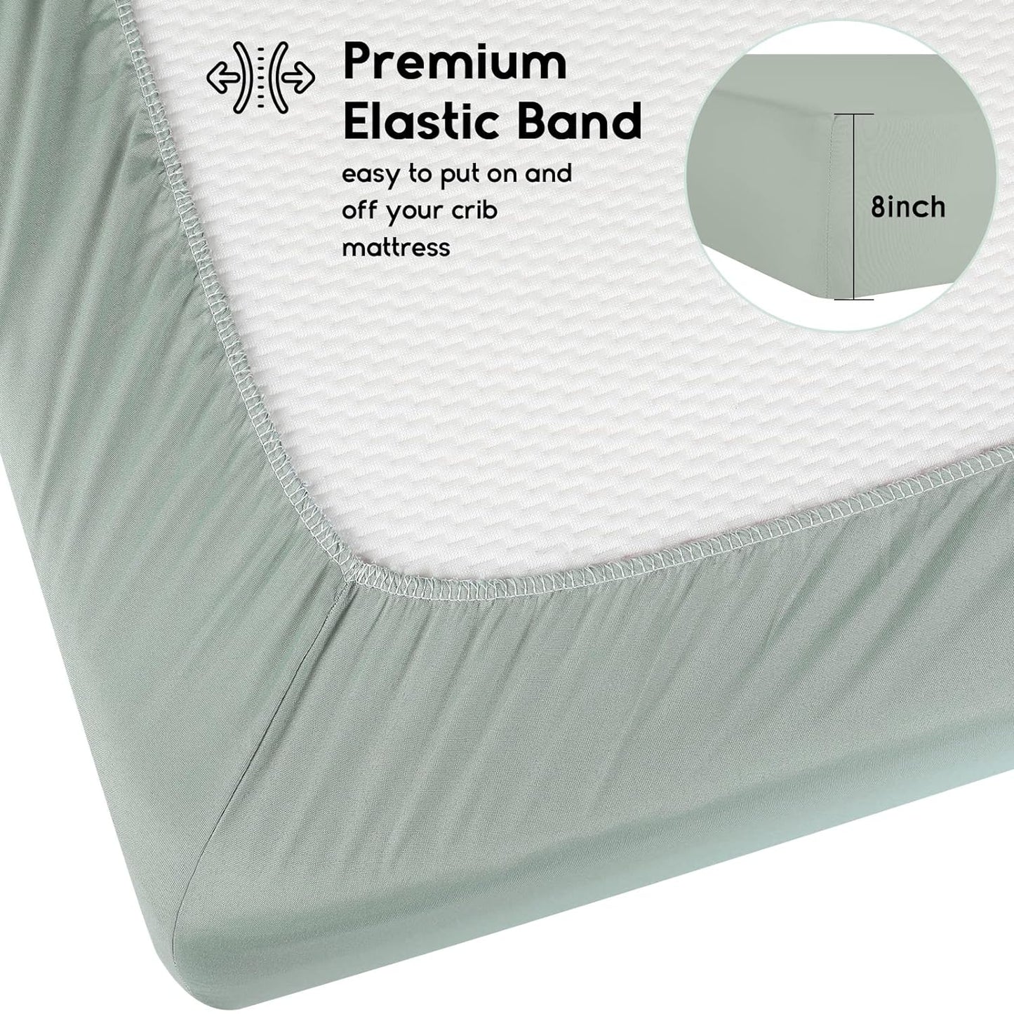 Yoofoss Baby Crib Sheets for Boys Girls, Fitted Crib Sheet 2 Pack for Standard Crib and Toddler Mattress, Super Soft Microfiber Baby Sheet 28x52x8in(Green+Leaf)