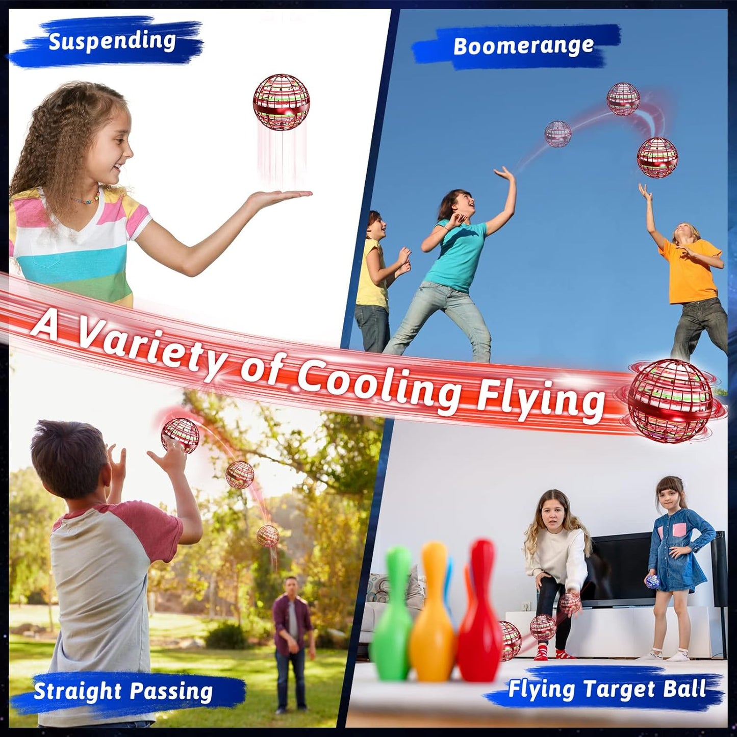 semai Flying Orb Ball Toys, Hover Orb, Hand Controlled Mini Drone Flying Ball Globe Shape Spinning UFO Magic Flying Boomerang Spinner Kids Adults Indoor Outdoor Toys Games