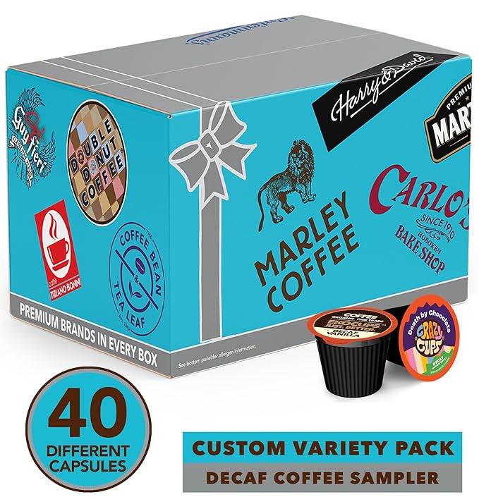 Flavored Decaf Coffee Pods Variety Pack, Great Mix of Decaffeinated Coffee Pods Compatible with all Keurig K Cups Brewers, 40 Count Bulk Pack