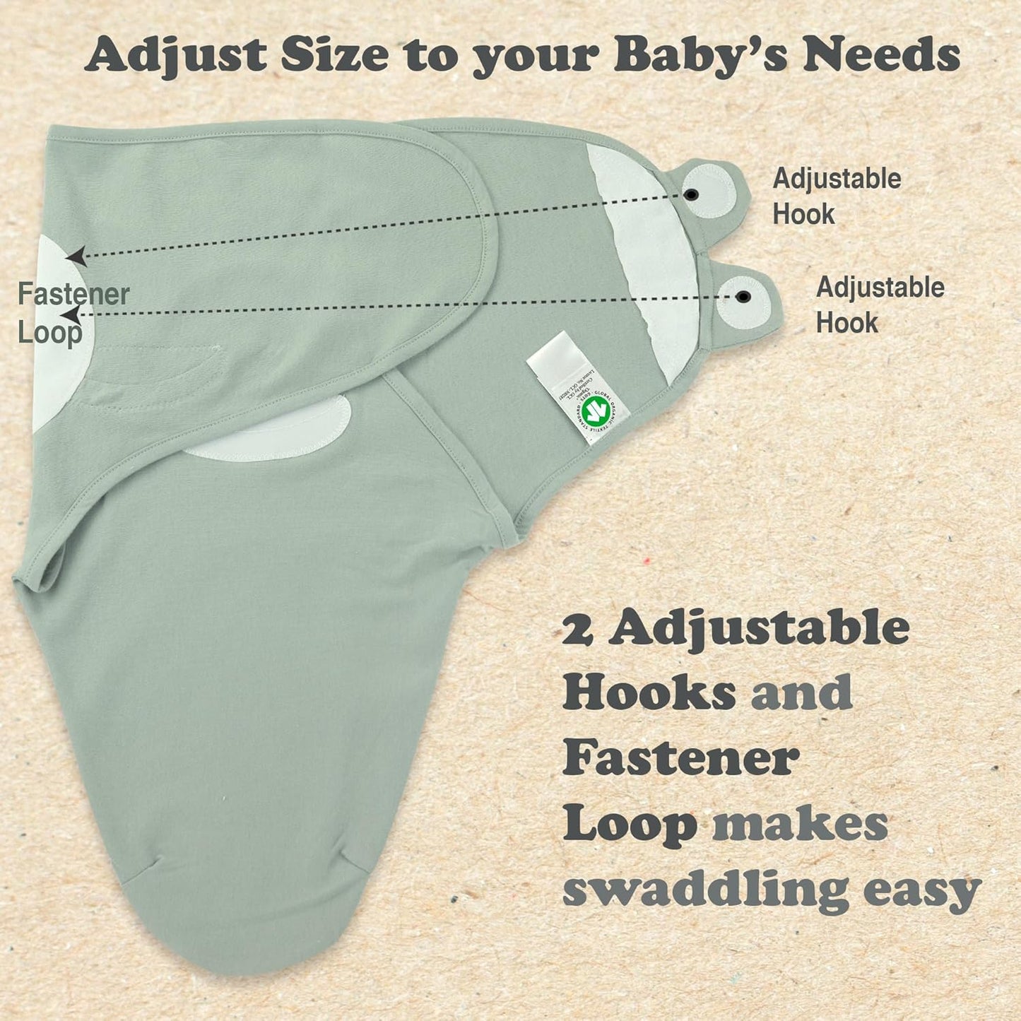 Bublo Baby Swaddles for Newborns – 3-Pack Infant Swaddles 0-3 Months – Adjustable Swaddle Sleep Sack – Soft Organic Cotton Baby Wrap for Safe & Cozy Sleep (Olive-Pastel Green)
