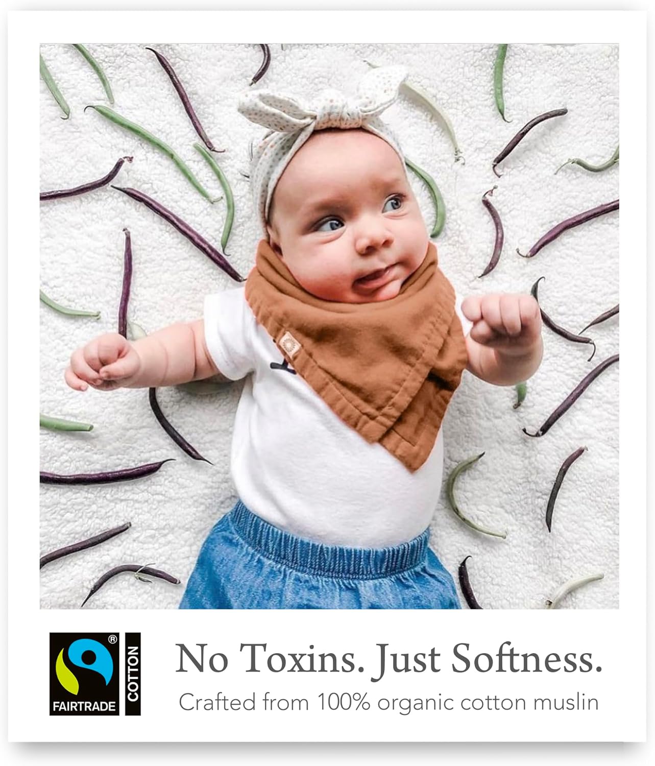 Kishu Baby Indi Organic Baby Bandana Bibs – Fairtrade 4-Way Reversible Drool Bibs for Boys & Girls – Unisex (Set of 5)