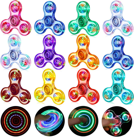 Gigilli Fidget Spinners 12 Pack, Party Favors LED Light Up Bulk Fidget Spinners, Kids Fidget Toy Goodie Bag Stuffers, Glow in The Dark Party Supplies Birthday Classroom Prizes Return Gifts