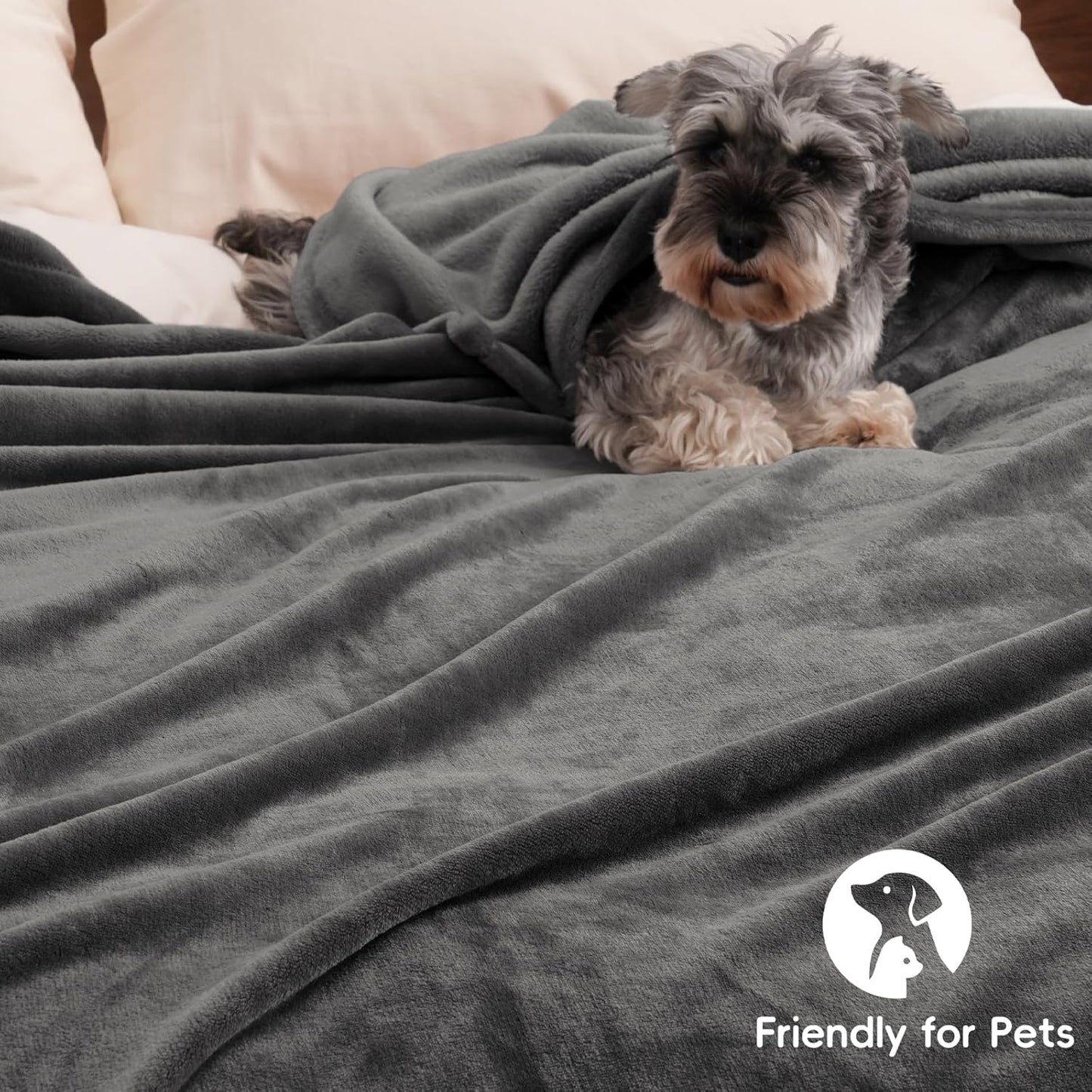 PHF Ultra Soft Fleece Blanket Twin Size, No Shed No Pilling Luxury Plush Cozy 300GSM Lightweight Blanket for Bed, Couch, Chair, Sofa Suitable for All Season, 66" x 90", Dark Grey