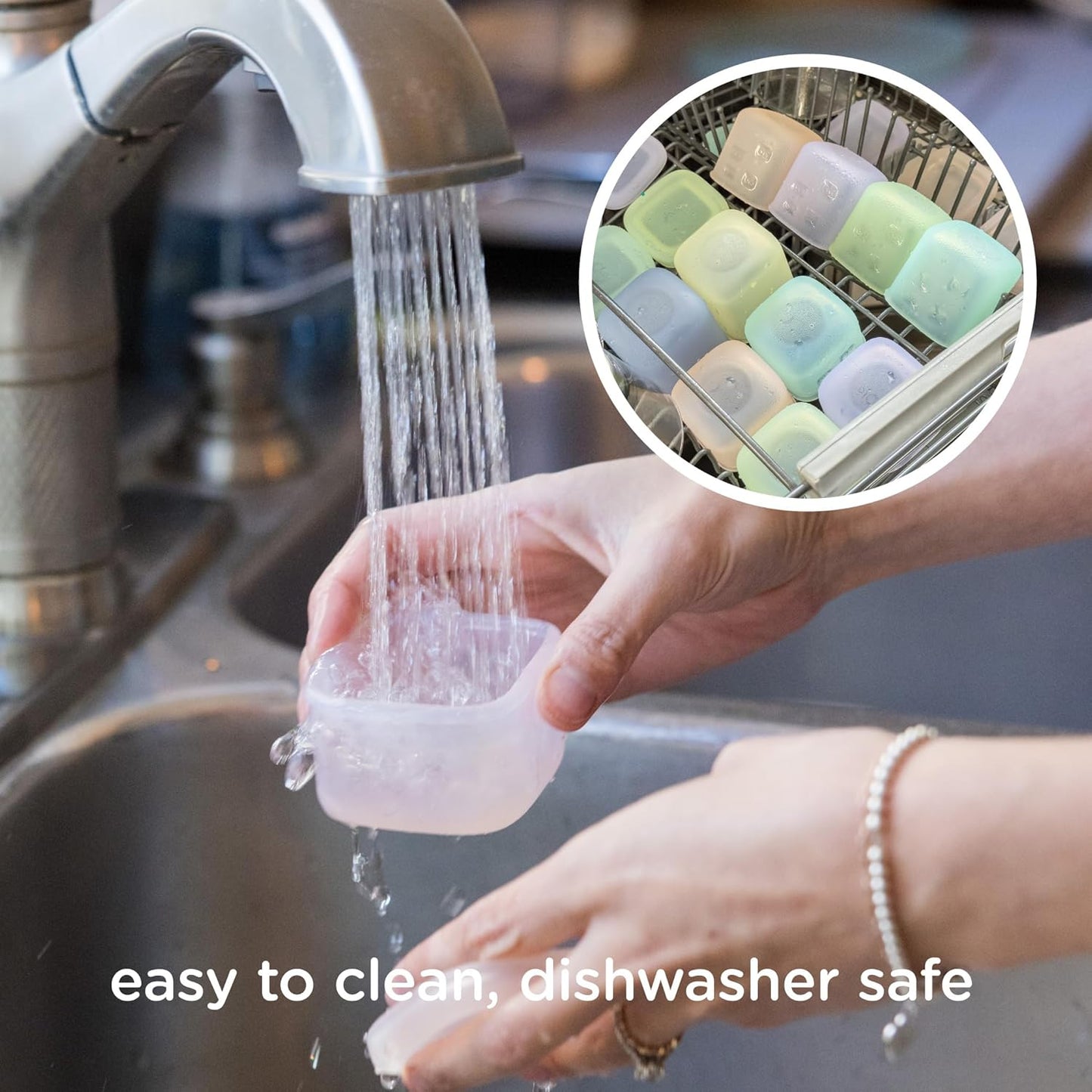 Olababy Clear Sense Silicone Storage Containers 4pk for Baby Food, Snacks, Formula, Puree, Sauce & More | Micro Plastic & BPA-Free | Daycare Essentials for Toddlers and Kids (Kiwi, 2 oz / 60 ml)