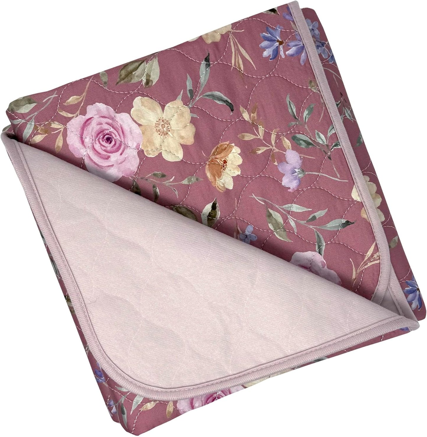 Organic Incontinence Pad for Period - Waterproof Protectors - Reusable Washable Pee Pad - Fits Twin to Full Size Beds - 100% Organic Viscose Derived from Bamboo - 34" x 52" Dark Flower
