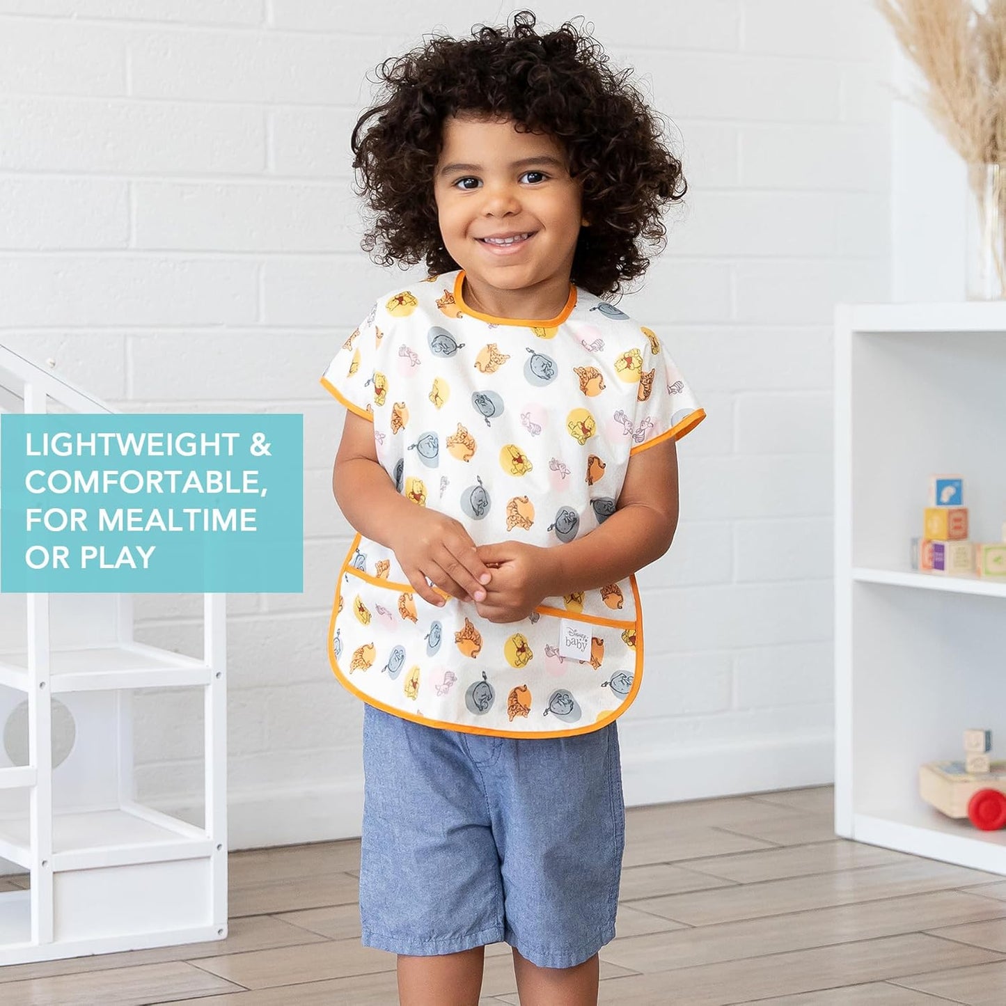 Bumkins Bibs - Toddler Bibs, Waterproof, Large for 1-3 Years, Short Sleeve