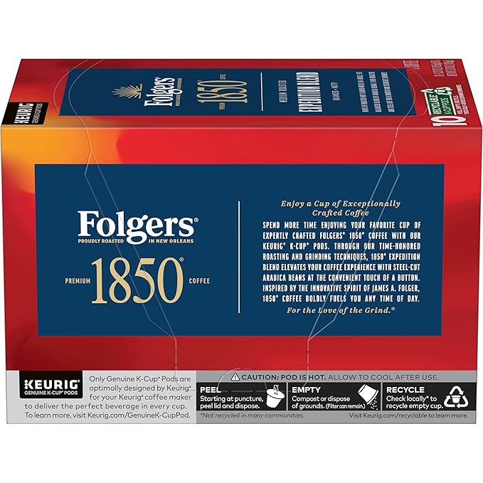 Folgers 1850 Expedition Blend Medium Roast Coffee, 60 Keurig K-Cup Pods