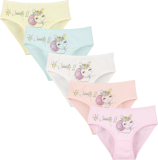 Donella Girls' Soft Cotton Underwear - Kids Bikini Brief Panties for Girls and Toddlers 5-Pack, Age: 2-15