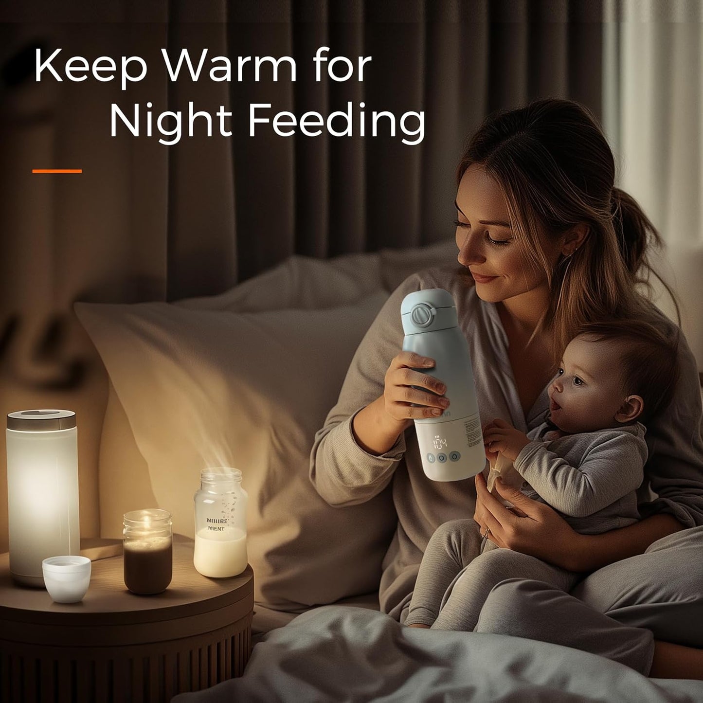 Portable Bottle Warmer for Travel, Dual Heating Modes for Breastmilk & Water, Portable Bottle Milk Warmer with Fast Heating & Long Battery Life, 12 Ounces Large Capacity (Blue)