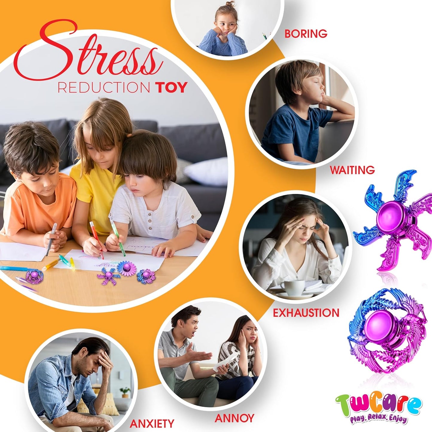 20 Pack High Speed Hand Fidget Spinners for Anxiety ADHD Kids Adults Boys Girls, Sensory Fingertip Pack, Stress Relief Fidgets Toy, Party Favors Birthday Gifts Goodie Bag Stuffers Classroom Prizes