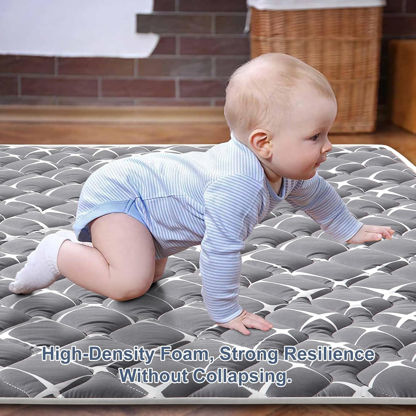 Vibe Bear Baby Play Mat - 79" X 63",Premium Thicker Foam One-Piece Crawling Mat, Extra Large Anti-Slip Activity Playmat for Babies, Toddlers & Infants