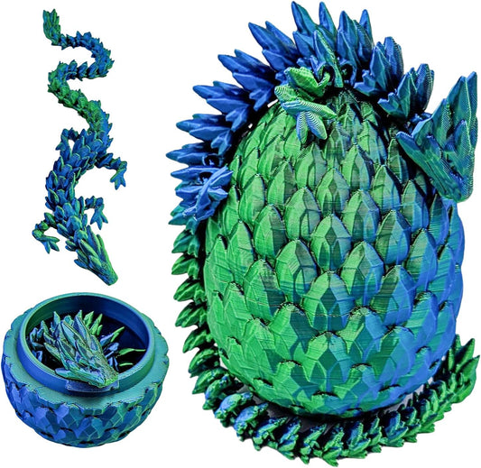 Easter Dragon Eggs 3D Printed Dragon Egg with Dragon Inside Articulated Crystal Dragon Fidget Toy Mystery Easter Suprise Home Office Decor Executive Desk Toys