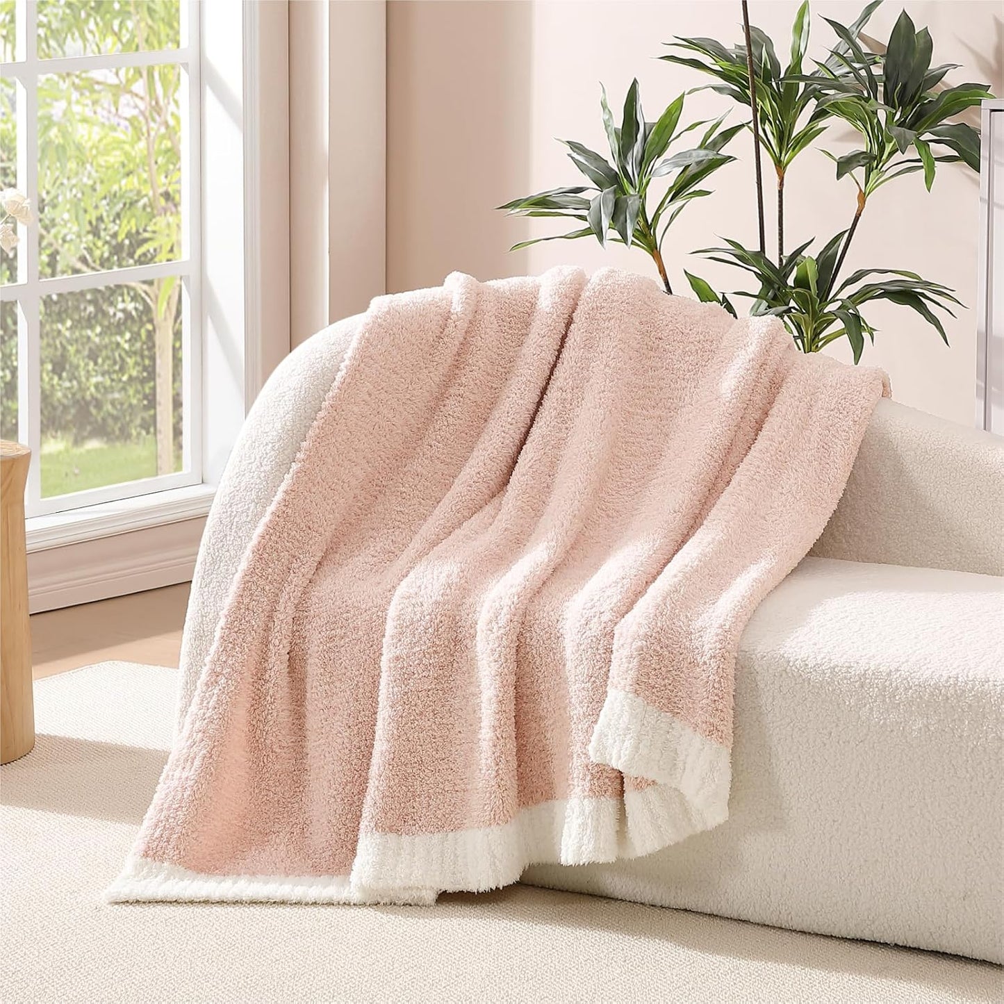 WRENSONGE Throw Blanket Cationic Dyeing Pink Soft Cozy Fluffy Warm Hand Made Throw Blankets for Couch, Sofa, Chair, Bed, Camping, Picnic, Travel Lightweight Bed Blanket - 50"*60"