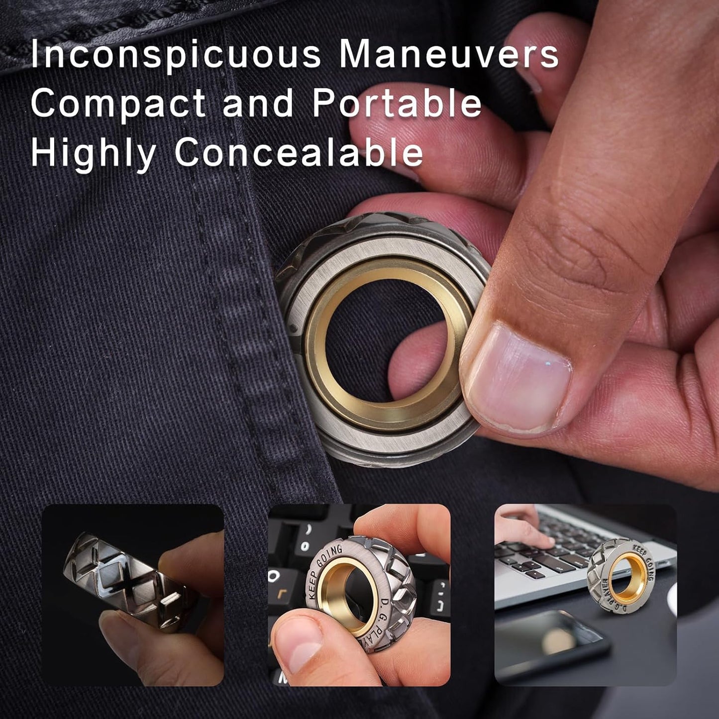 Metal Fidget Ring - Adjustable Spinner Ring Magnet Fidget Toys Adults, Office Desk Toys for Adults EDC Fidget Slider for Stress Relief & Anxiety (X)