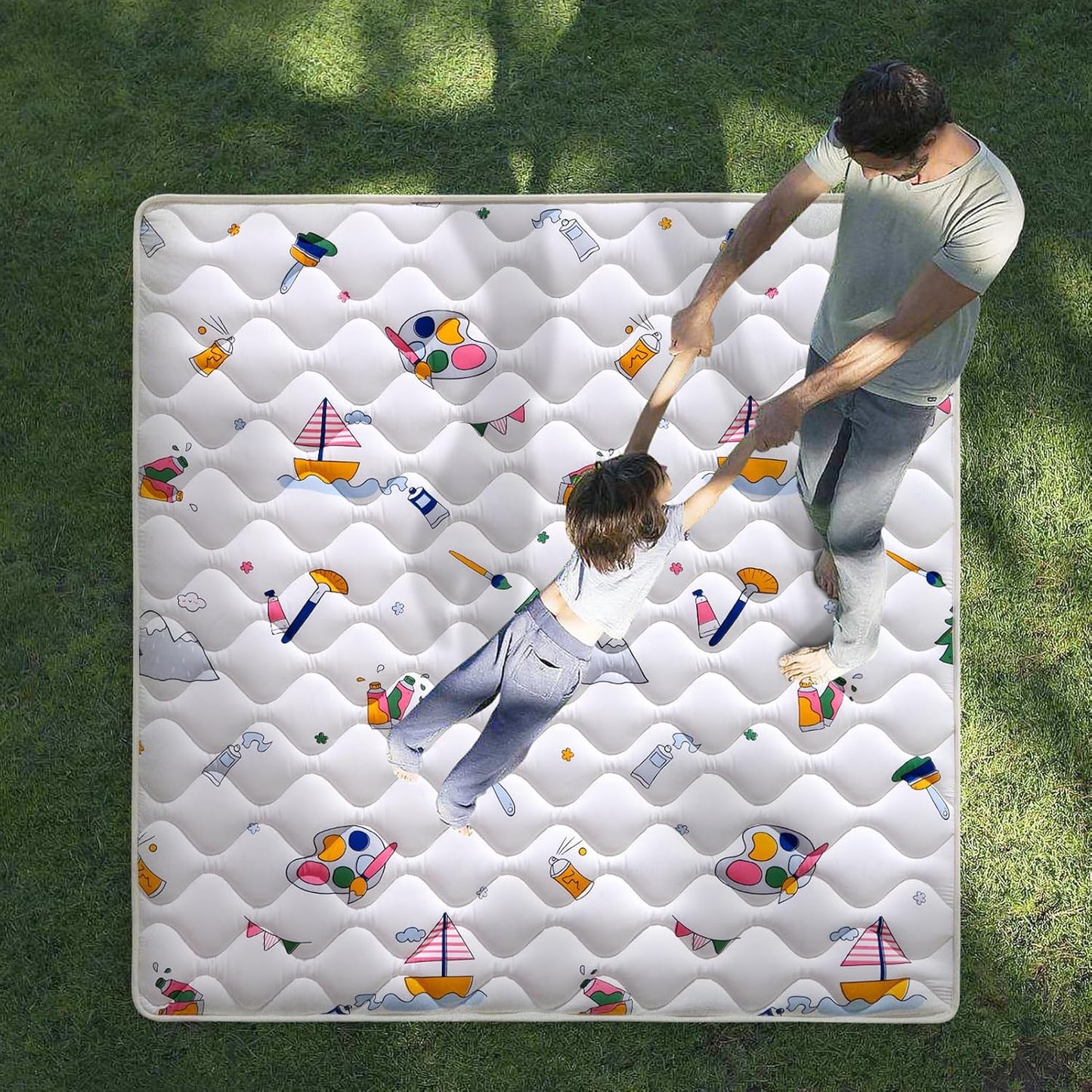 Vibe Bear High-Density Foam Baby Play Mat, 50x50 Inches Thicken One-Piece Comfortable and Soft Baby Playmat, Non Slip Washable Floor Mat for Infants, Toddlers