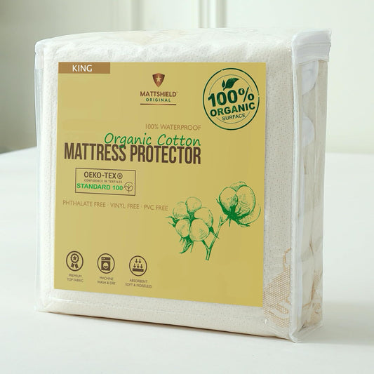 Waterproof Organic Mattress Protector King - Organic Cotton Breathable Mattress Pad Cover - 200 GSM Comfort - Deep Pocket - Fitted Comfort