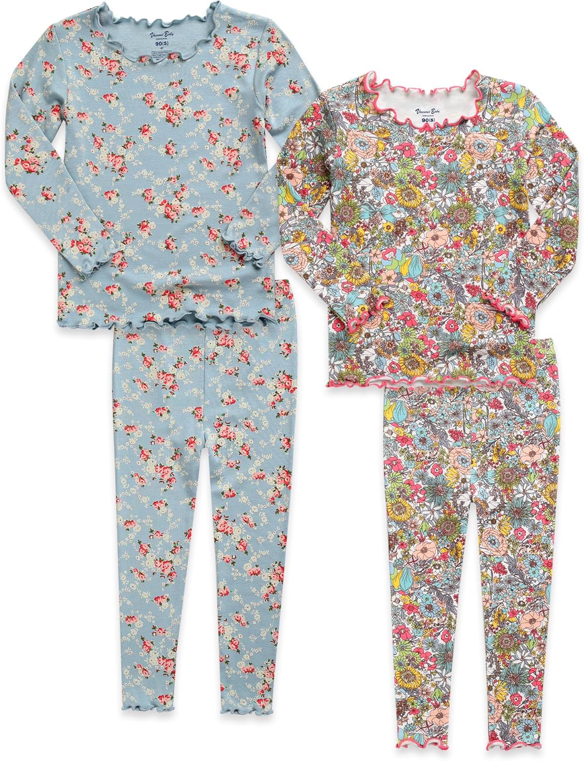 VAENAIT 6M-12Y Toddler Kids Girls Boys Soft Comfy Modal Tencel Solid Raglan Sleepwear Pajamas Pjs 2pcs/4pcs Set