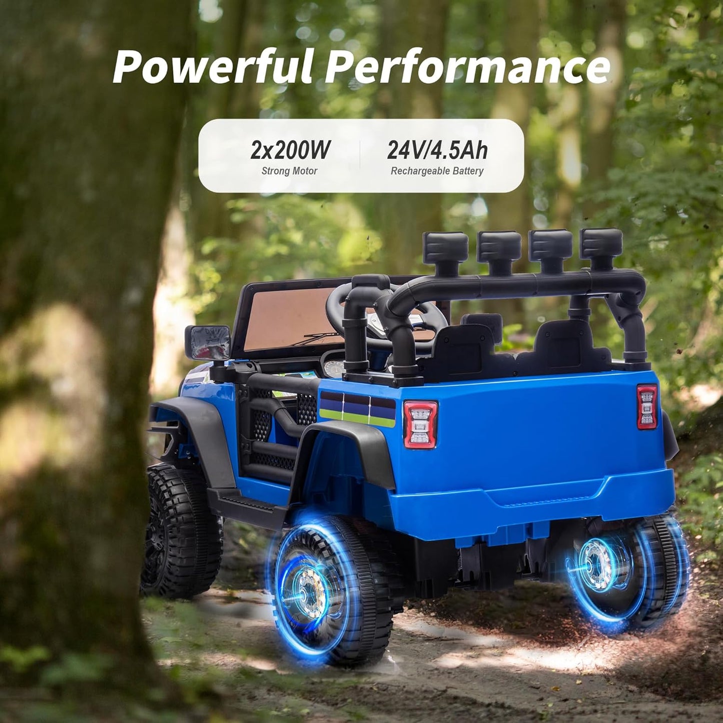 24V Kids Ride on Toy, Kids Electric Vehicles Car Ride on Car Truck for Toddlers with Remote Control, 2x200W Motor - Blue